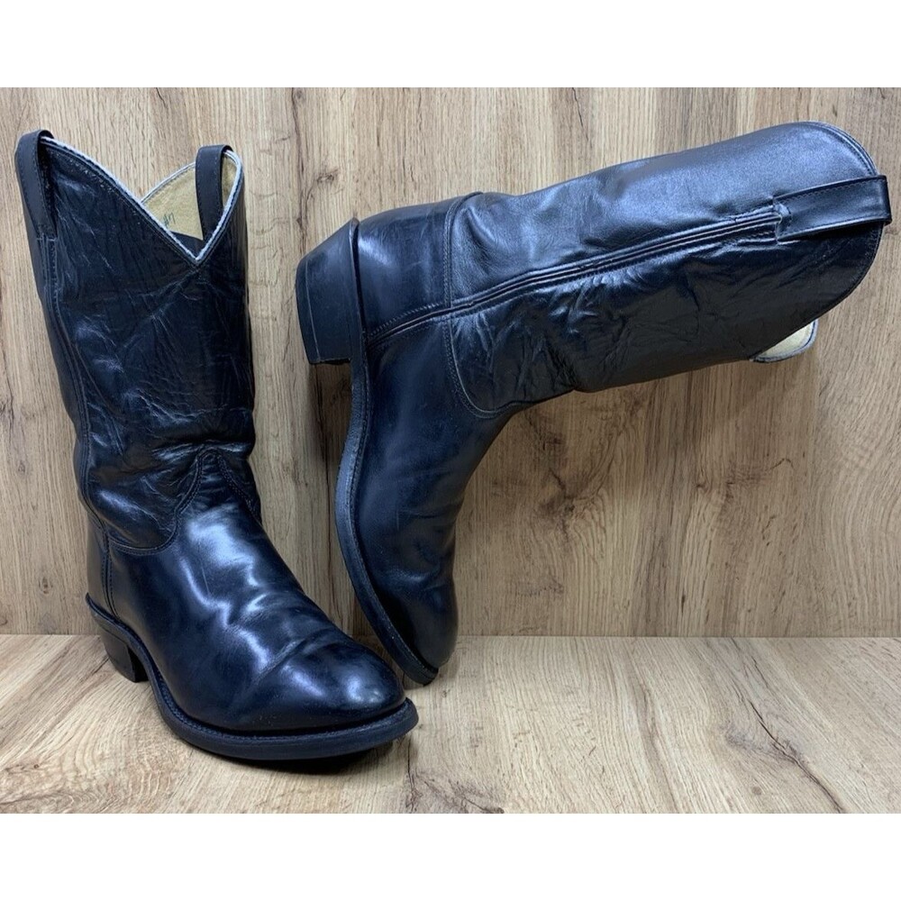 Justin Tobias 3040 Cowboy Boots Mens 10.5 EE Black Leather Made USA Biltrite